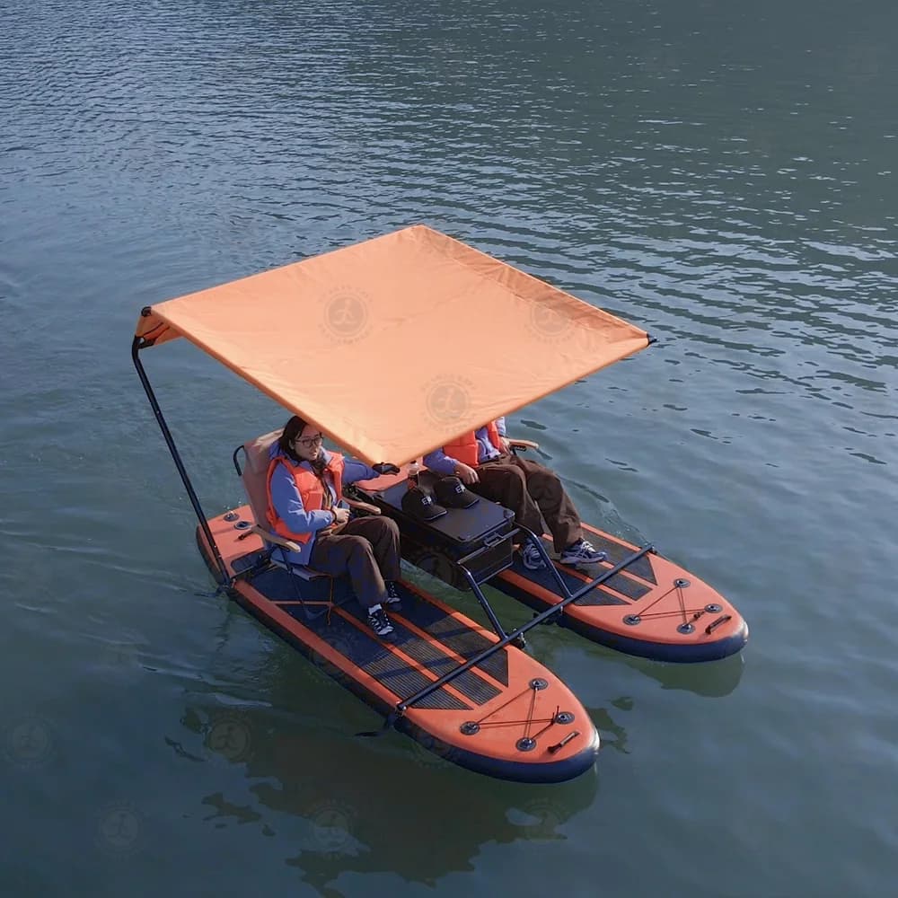 Bateau pneumatique à double coque avec moteur hors-bord électrique et planches à pagaie pour loisirs