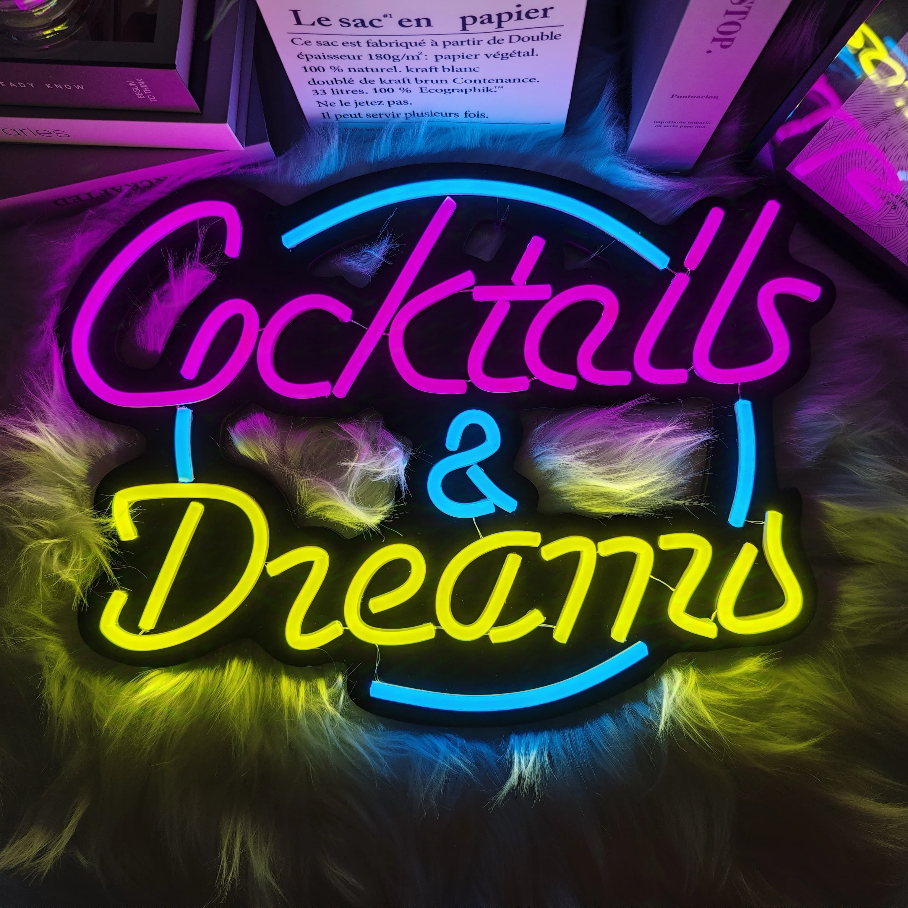 1 Cocktails & Dreams enseigne au néon chambre cocktail bar bière hôtel fête club bureau art décorati