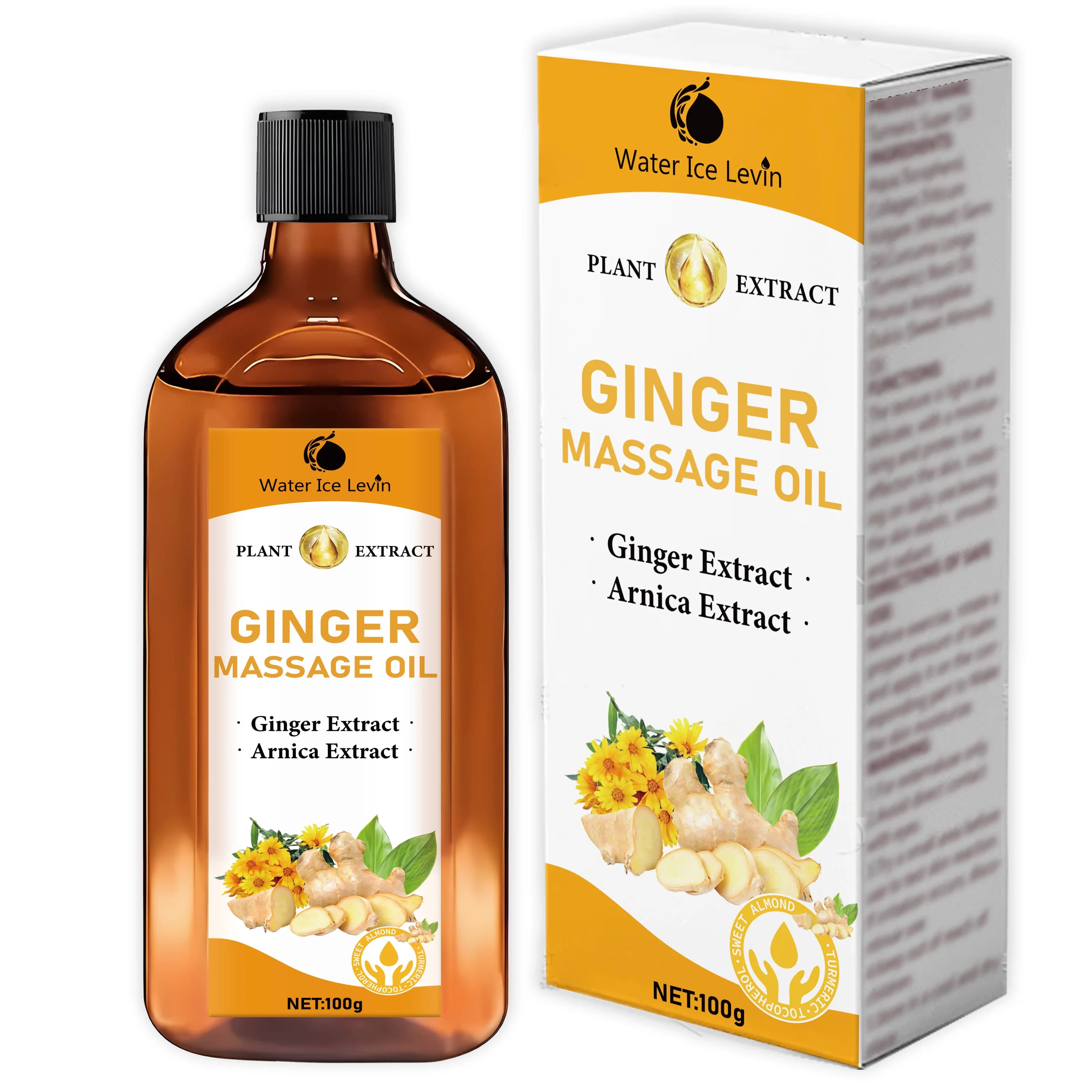 Huile de gingembre pressée à froid, pour massage corporel, huile de racine de curcuma, huile d'amand