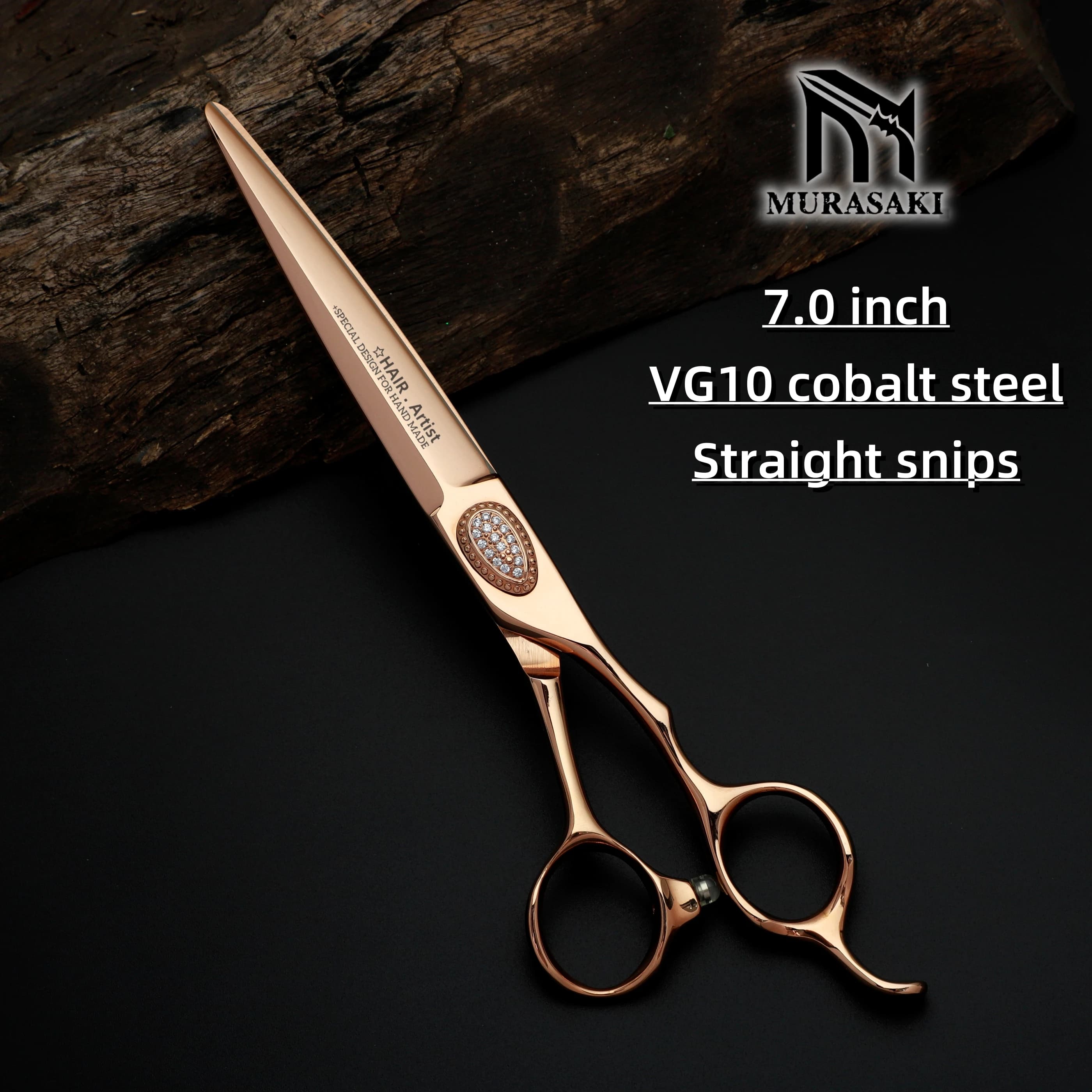 Ciseaux de coiffure MURASAKI or Rose, ciseaux de coupe de cheveux professionnels, cisailles plates e