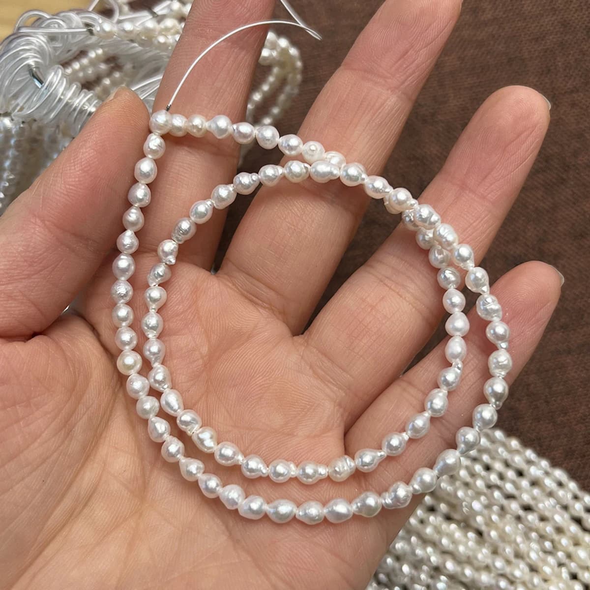 Goutte d'eau ronde petites perles naturelles 3-4mm AA perles d'eau douce pour la fabrication de bijo
