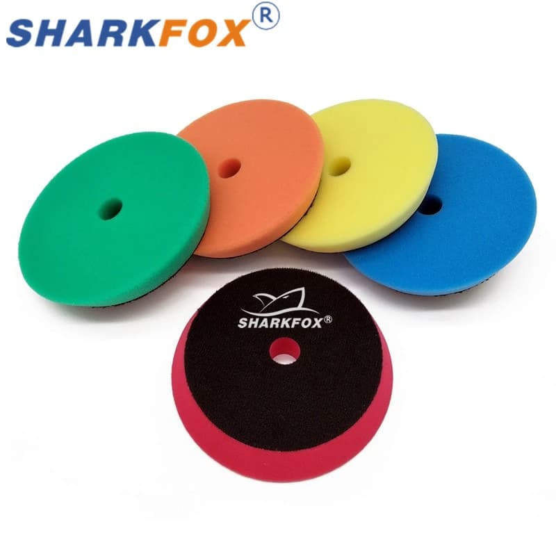 Tampon de polissage Sharkfox 5/6 pouces, éponge allemande, différentes duretés, polissage 125 mm/150