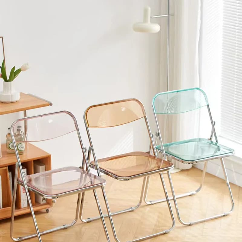 Chaise pliante transparente, chaise de salle à manger en acrylique, chaise de maquillage transparent