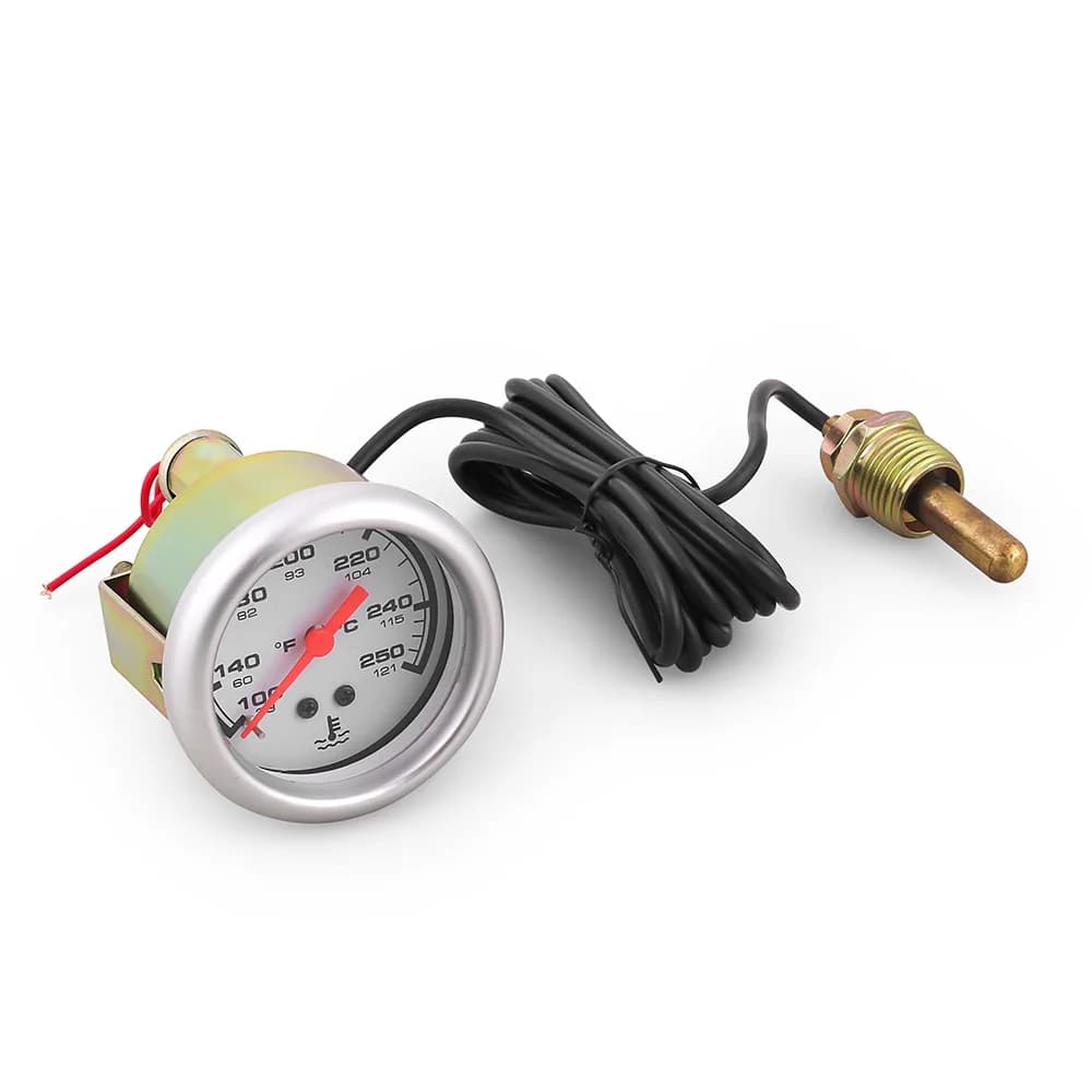 Jauge de température d'eau mécanique 52 mm (2 pouces) 12 V 38-121 ℃ /100-250 ℉   Indicateur de tempé