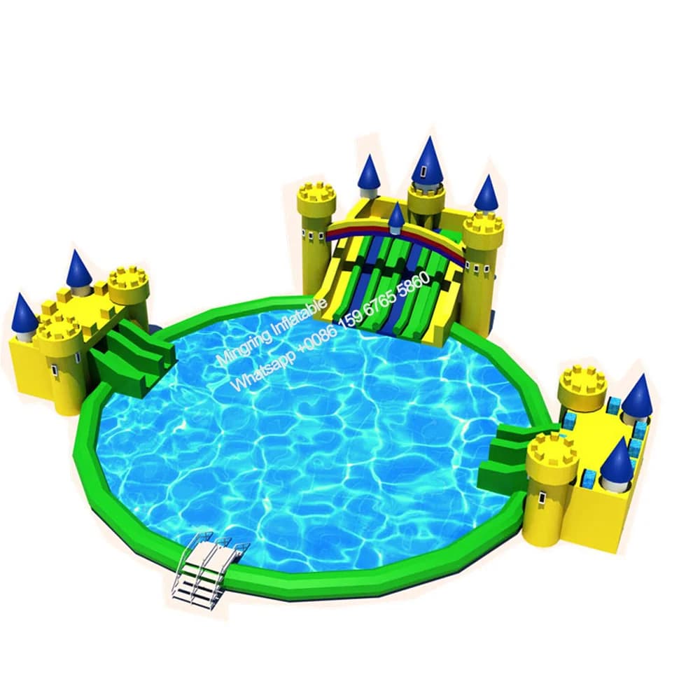 Château au sol gonflable géant Mobile Commercial, parc aquatique Mobile Commercial, toboggan aquatiq