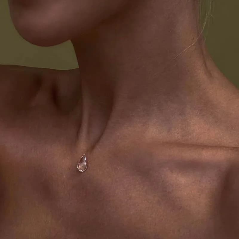 Collier goutte d'eau Transparent, boucles d'oreilles goutte de pluie, accessoires de bijoux pour fem