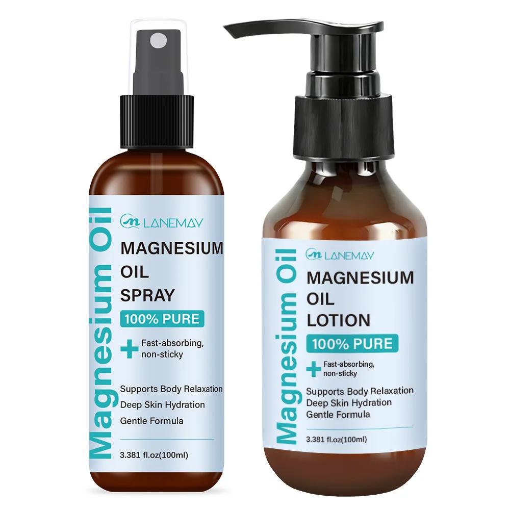 Ensemble Huile et Lotion de Magnésium – 100% Pure pour une Hydratation Profonde et une Relaxation – 