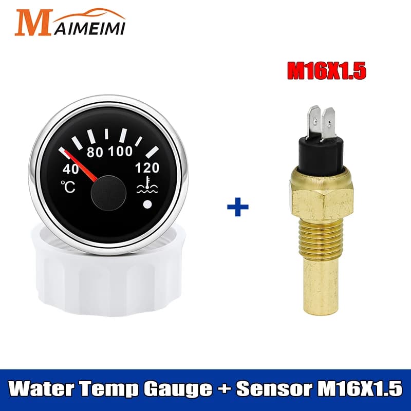 Jauge de température d'eau pour bateau marin, rétroéclairage rouge, alarme flash, capteur M14X1.5, 5