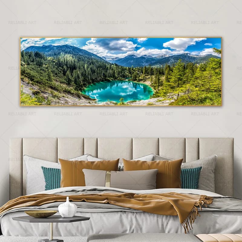 Paysage lac forêt pierre montagne paysage Nature toile peinture affiches et impressions pour salon m