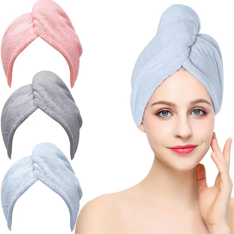 Serviette de séchage de cheveux, bonnet de cheveux secs, enveloppe de séchage de cheveux en microfib