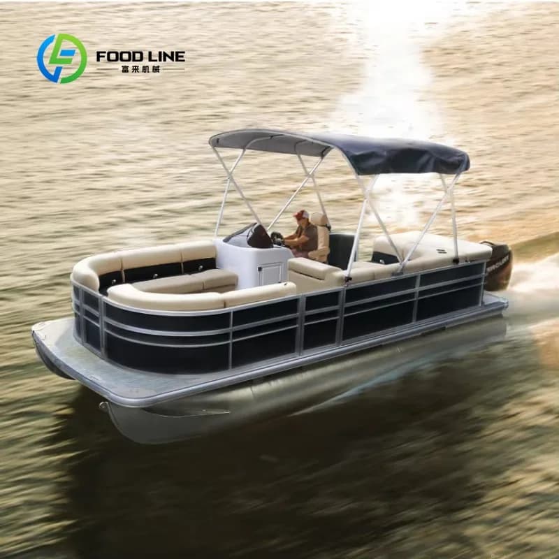 Bateau ponton de luxe personnalisé léger pour fêtes, bateau récréatif multi-personnes pour la pêche 