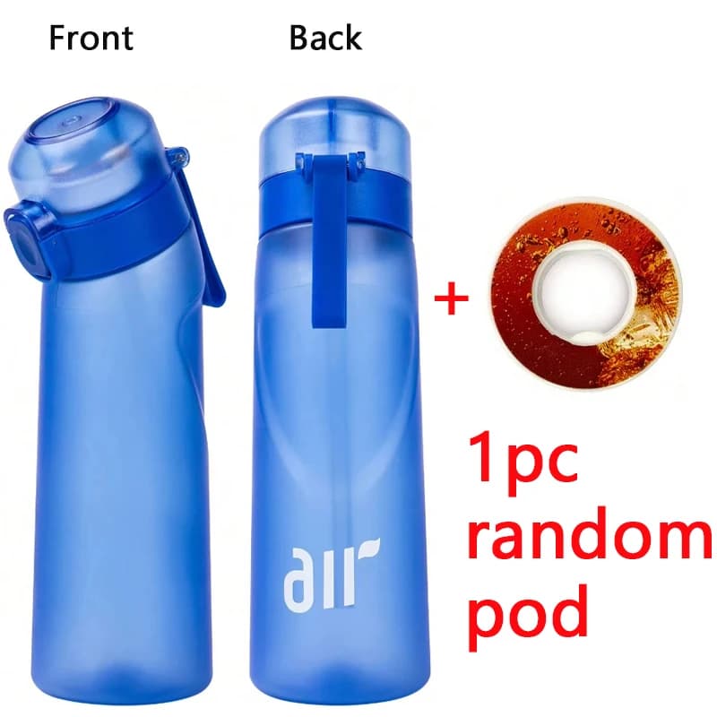 Bouteille d'eau à Air avec 1 dosette de saveur ronde aléatoire, paille de sport, tasse en plastique,