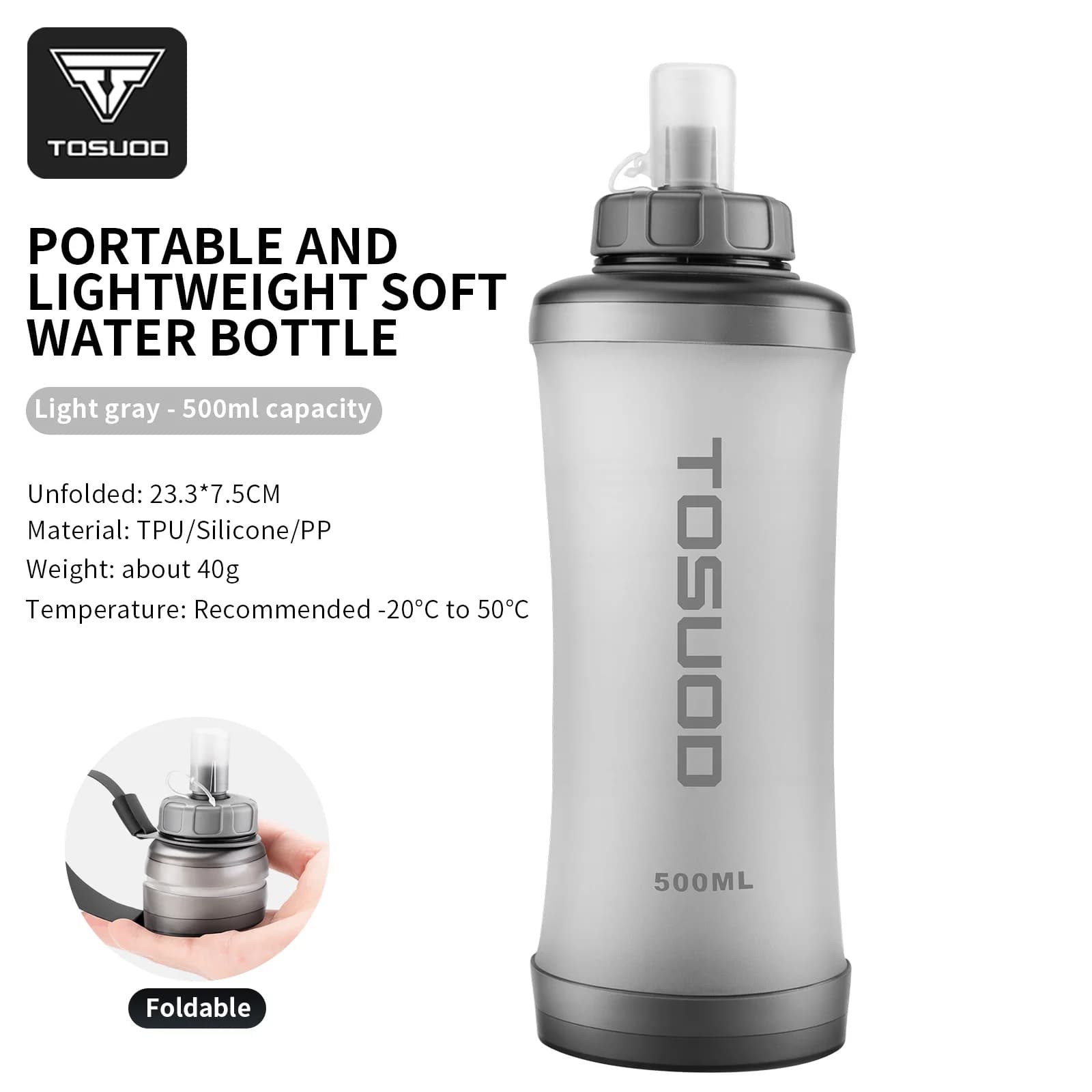 Bouteille d'eau de sport TOSUOD 500ML, ultralégère, PP5, haute qualité, gourde de vélo, gobelet à pr