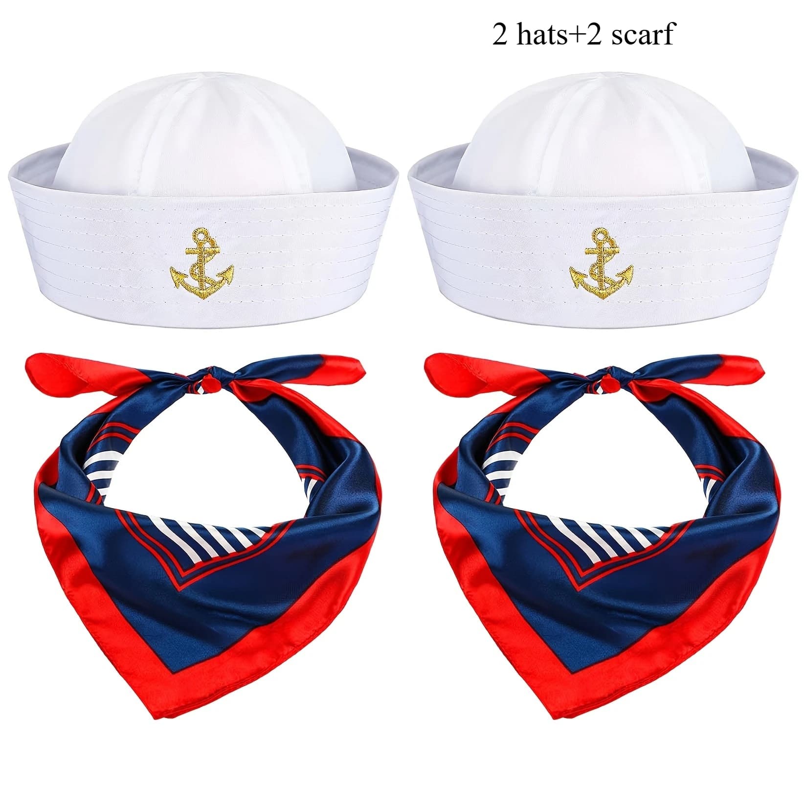 Chapeau de marin · Chapeau de capitaine de marine blanc 4 pièces - Chapeau de marin pour bateau, voi