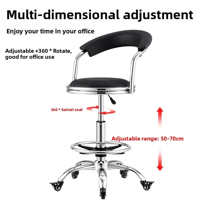Moderne 360 °   Tabouret de bar pivotant en cuir PU à hauteur réglable avec dossier rond - Siège épo