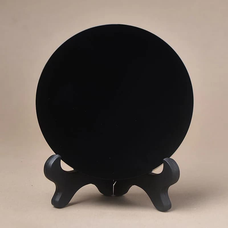 Disque Circulaire en Obsidienne Noire Naturelle de 15cm, Plaque Ronde Fengshui, Miroir, Pierre de Cl