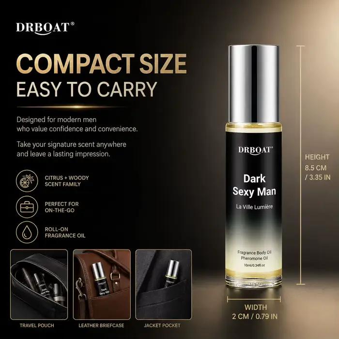 Huile parfumée en roll-on pour hommes, parfum boisé et agrumes de qualité supérieure, parfum en roll-on à base de phéromones, sans alcool, longue tenue, idéal comme cadeau pour lui.
