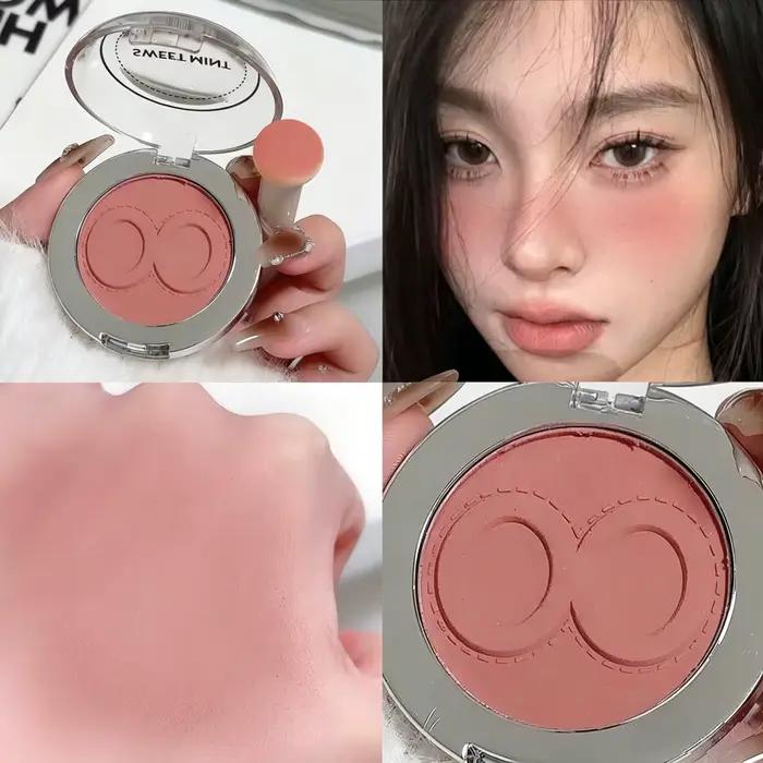 10 couleurs, blush mat imperméable, texture argile, teinte naturelle, doux, délicat, longue tenue, faible intensité, facile à appliquer, blush pour femmes, cosmétiques.