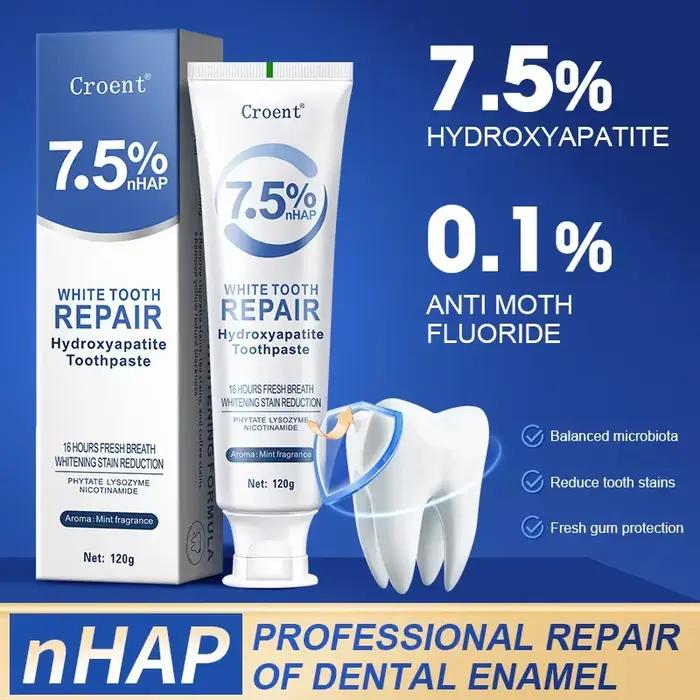 Dentifrice blanchissant Hydroxyapatite, 120g, protège la santé des gencives, élimine les taches de Plaque dentaire fraîche, mauvaise haleine, nettoyage en profondeur, éclaircissant ﻿