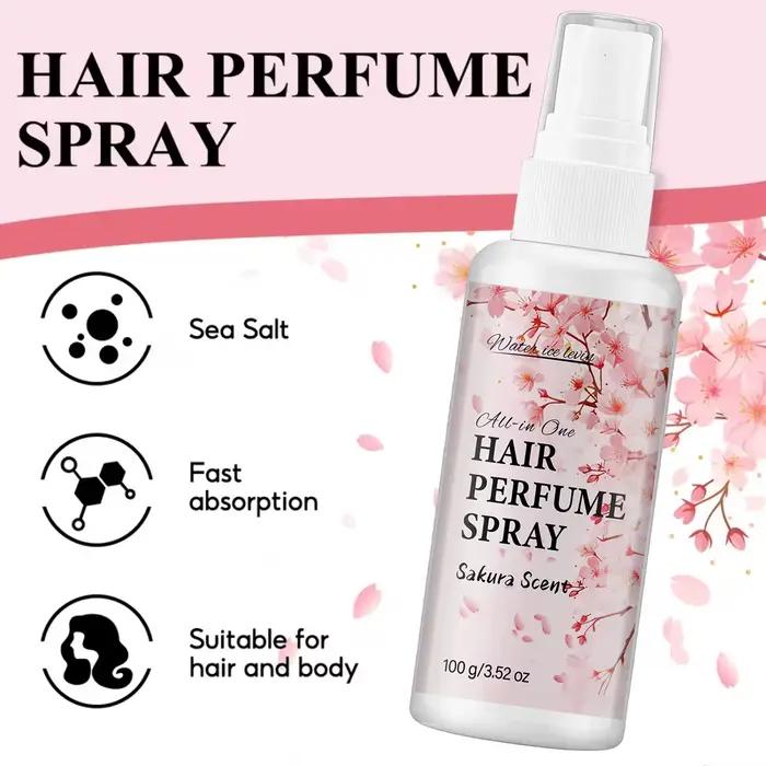Spray Parfumé pour Cheveux Water Ice Levin Sakura Scent 100g, Collagène, Venin d'Abeille, Anti-Frisottis, Brume Capillaire Parfumée Lissante