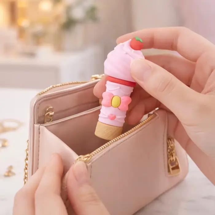 Flacon vaporisateur de parfum en forme de macaron, couleur crème glacée, 5 ml, portable, rechargeable, atomiseur cosmétique pour parfum, tonique, voyage.