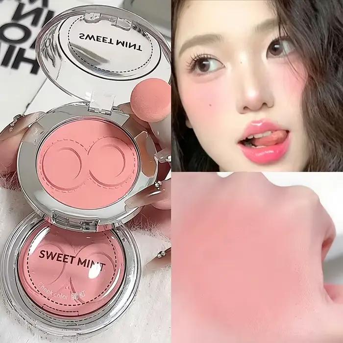 10 couleurs, blush mat imperméable, texture argile, teinte naturelle, doux, délicat, longue tenue, faible intensité, facile à appliquer, blush pour femmes, cosmétiques.