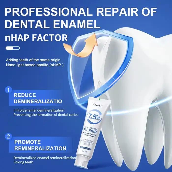 Dentifrice blanchissant Hydroxyapatite, 120g, protège la santé des gencives, élimine les taches de Plaque dentaire fraîche, mauvaise haleine, nettoyage en profondeur, éclaircissant ﻿