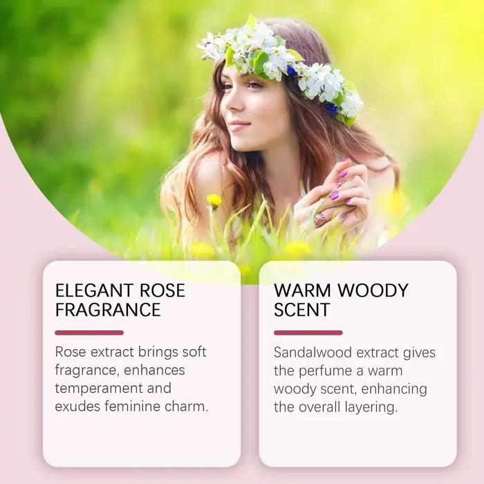 Parfum de parfum de Rose, phéromone d'amour, parfum Floral durable, arôme léger, améliore le parfum de flirt frais et charmant pour femmes élégantes