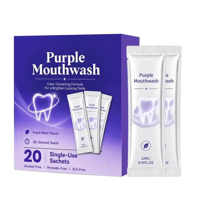 Bain de bouche violet à la menthe, haleine fraîche, rafraîchit les dents, blanchit, élimine le jauni