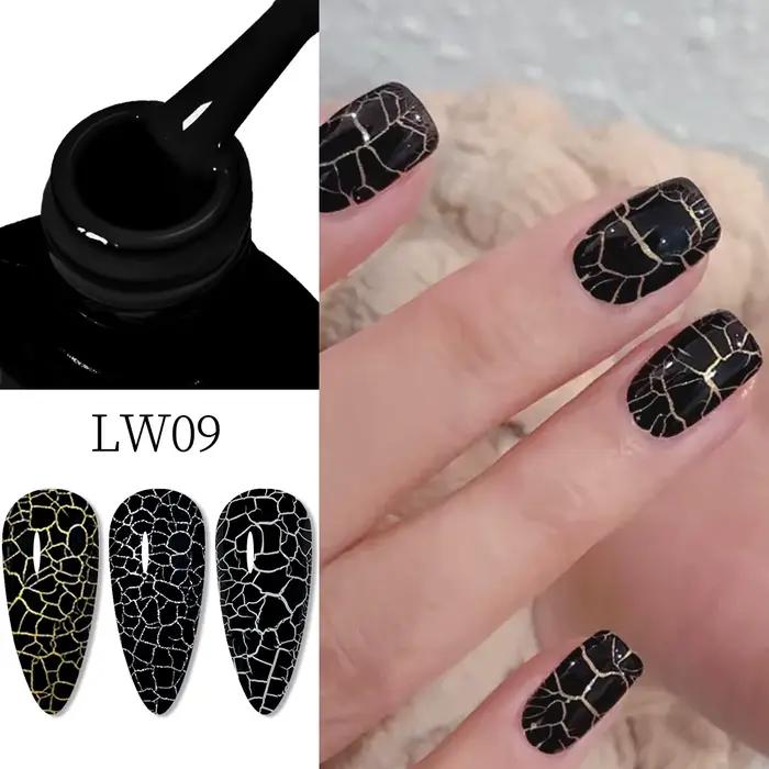 Gel de vernis à ongles craquelé, 7 ml/0,24 oz - Hypoallergénique, sans acétone, séchage par soufflage pour un effet craquelé rapide