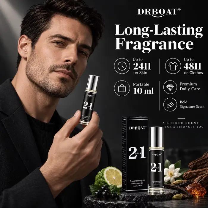 Huile de parfum Roll On 21 O'clock pour homme 10ml, parfum corporel boisé ambré frais longue durée, parfum de poche Attar
