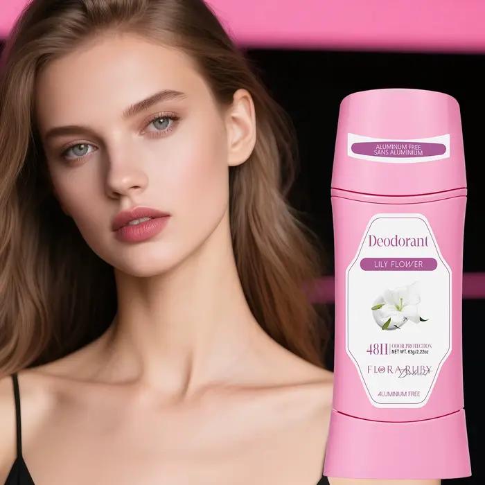 Parfum solide rafraîchissant et durable pour femme, fleurs blanches et arôme de rose, pour toute la journée, protection contre la transpiration et les odeurs sous les bras, 2.22OZ