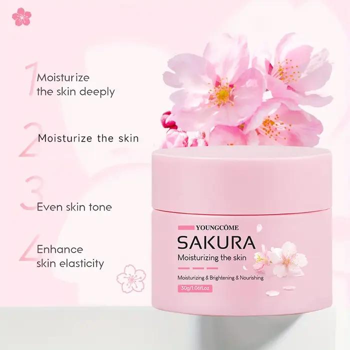Crème à l'essence Sakura, hydratant pour le visage aux fleurs de cerisier pour peaux sèches et rugueuses, Anti-vieillissement, Lifting du visage, réparation nourrissante au collagène