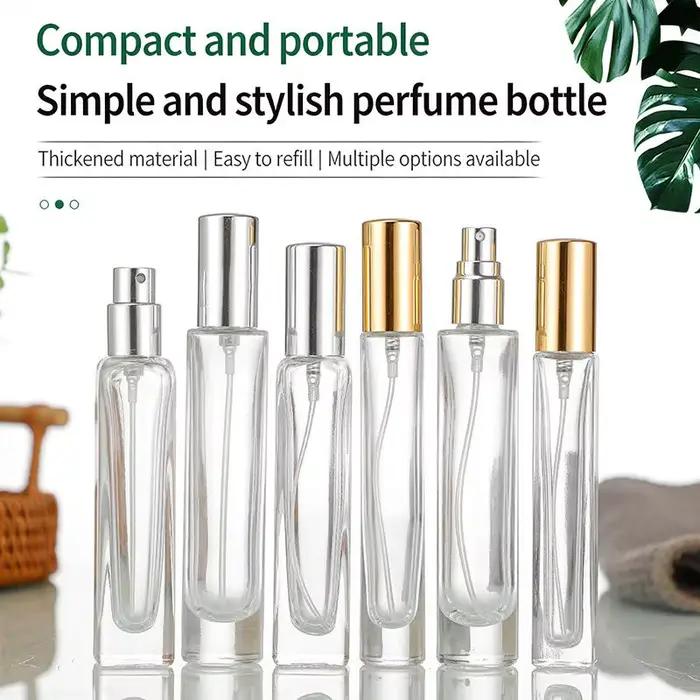Flacons de parfum vides en verre de 10 ml, flacons ronds épais transparents, rechargeables pour la préparation de mélanges d'huiles essentielles DIY