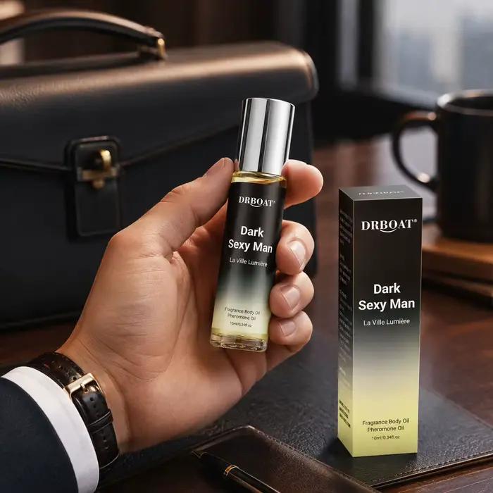 Huile parfumée en roll-on pour hommes, parfum boisé et agrumes de qualité supérieure, parfum en roll-on à base de phéromones, sans alcool, longue tenue, idéal comme cadeau pour lui.