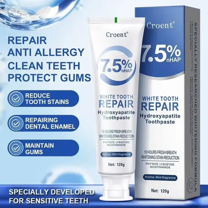 Dentifrice blanchissant Hydroxyapatite, 120g, protège la santé des gencives, élimine les taches de Plaque dentaire fraîche, mauvaise haleine, nettoyage en profondeur, éclaircissant ﻿