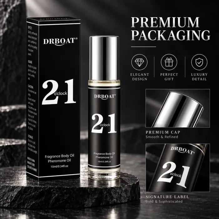 Huile de parfum Roll On 21 O'clock pour homme 10ml, parfum corporel boisé ambré frais longue durée, parfum de poche Attar