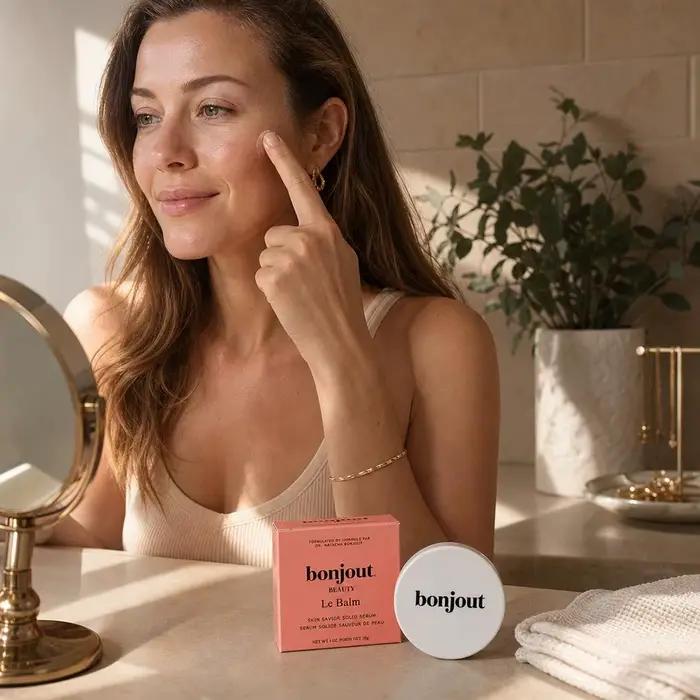 Le Balm, sérum solide de Bonjout Beauty, 30 g, sans parfum, baume réparateur, baume hydratant en profondeur, baume apaisant pour le visage, pour les peaux dont la barrière cutanée est endommagée.