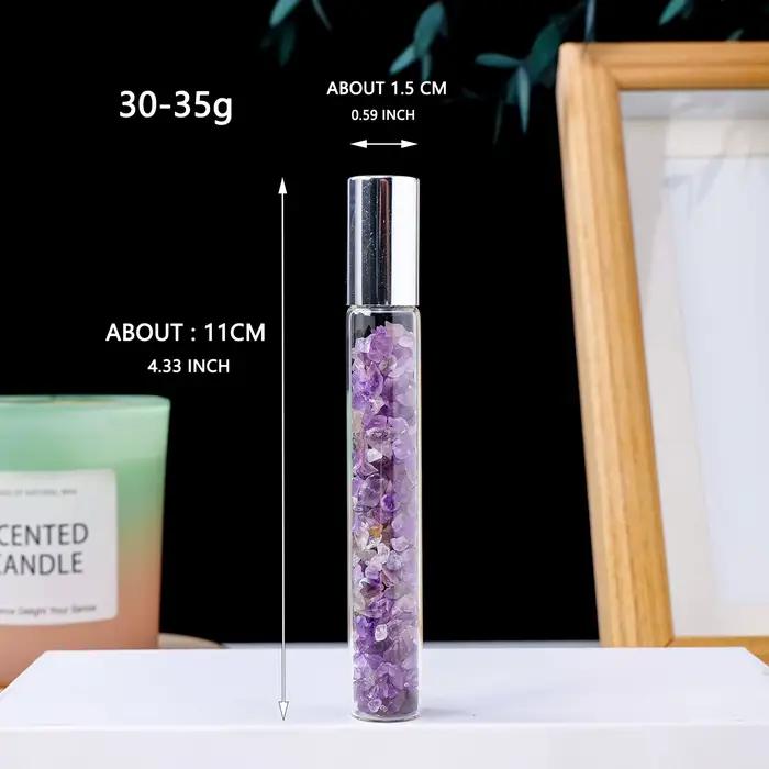 Bouteille de parfum en pierre concassée en cristal naturel, bouteille distributrice d'huile essentielle de guérison Reiki, cadeau pour femmes, 1 pièce
