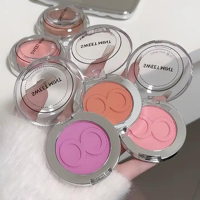 10 couleurs, blush mat imperméable, texture argile, teinte naturelle, doux, délicat, longue tenue, faible intensité, facile à appliquer, blush pour femmes, cosmétiques.