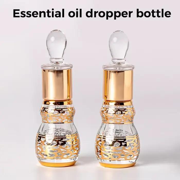 Flacon à bille doré en forme de gourde de 12 ml, flacon rechargeable pour huile de parfum, idéal pou