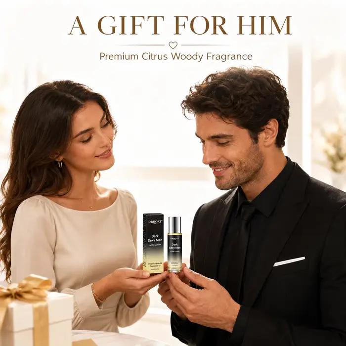 Huile parfumée en roll-on pour hommes, parfum boisé et agrumes de qualité supérieure, parfum en roll-on à base de phéromones, sans alcool, longue tenue, idéal comme cadeau pour lui.