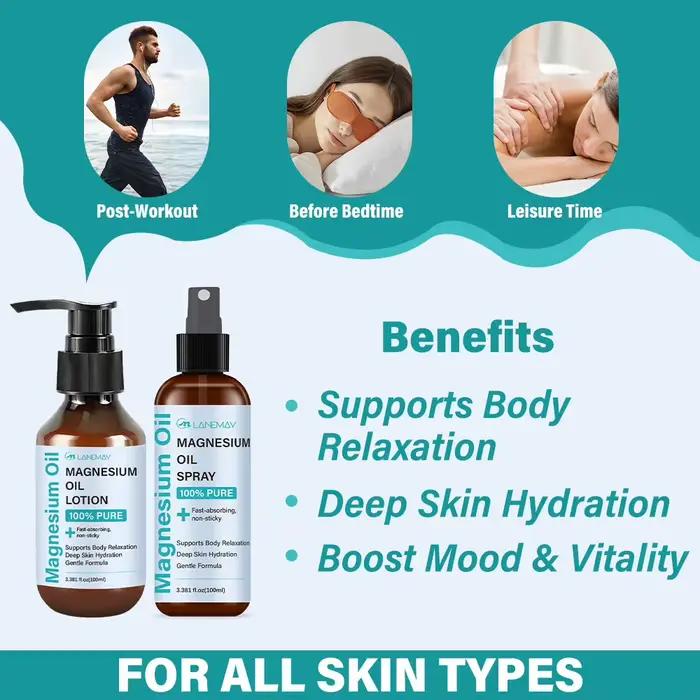 Ensemble Huile et Lotion de Magnésium – 100% Pure pour une Hydratation Profonde et une Relaxation – Découvrez la Puissance de l'Huile de Magnésium 100% Pure