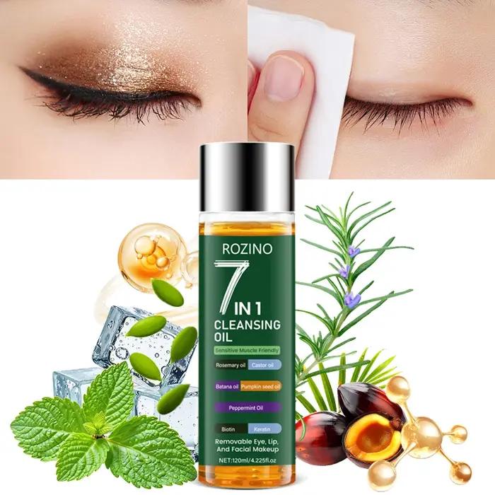 Huile démaquillante rapide 7-en-1 de grande capacité 120 ml : facile à émulsionner, douce et non irritante, démaquille plus en profondeur, rafraîchissante et non irritante, bon produit démaquillant, l