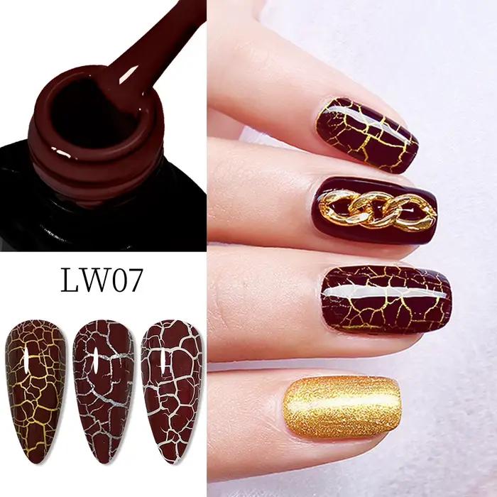 Gel de vernis à ongles craquelé, 7 ml/0,24 oz - Hypoallergénique, sans acétone, séchage par soufflage pour un effet craquelé rapide