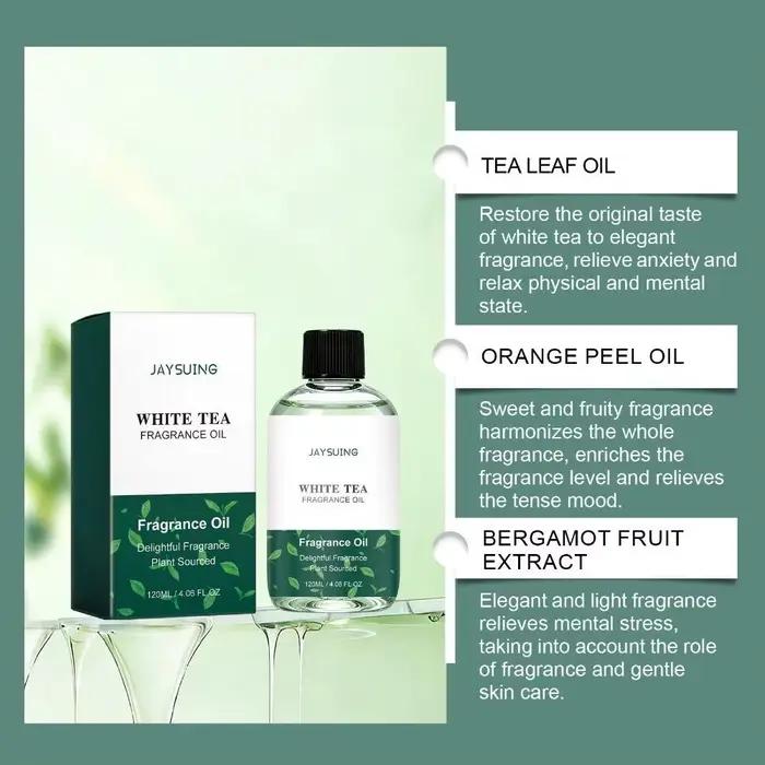 Huile d'aromathérapie au thé blanc, parfum frais et pur pour la maison, idéal pour diffuseur, armoire, tiroir, chambre, bureau, parfum longue durée