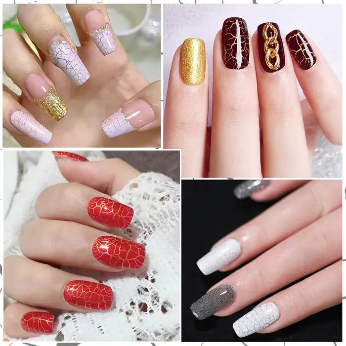 Gel de vernis à ongles craquelé, 7 ml/0,24 oz - Hypoallergénique, sans acétone, séchage par soufflage pour un effet craquelé rapide