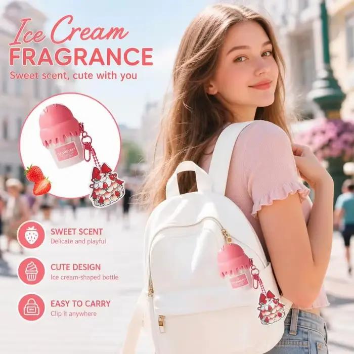 Eau de toilette gourmet en forme de glace, Dubaï, Arabie, 50 ml, parfum cerise, fraise, chocolat, pendentif mignon et délicat, parfum pour le corps