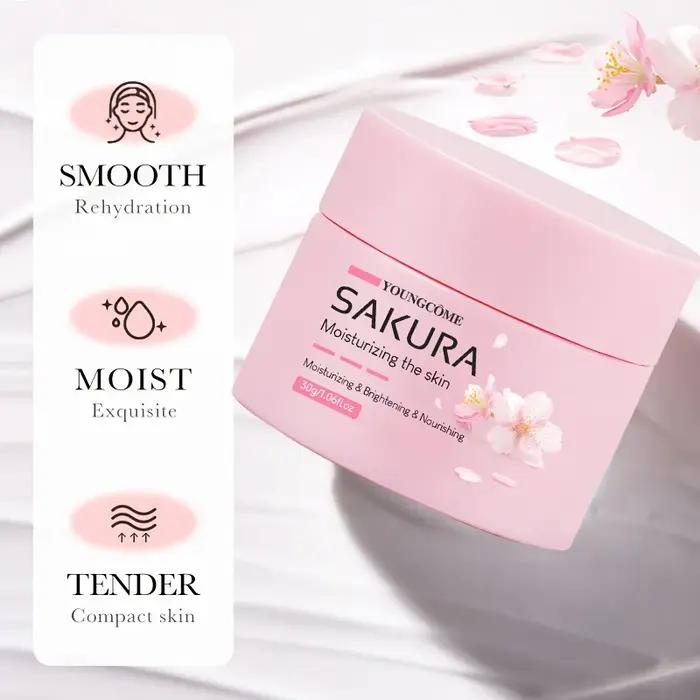 Crème à l'essence Sakura, hydratant pour le visage aux fleurs de cerisier pour peaux sèches et rugueuses, Anti-vieillissement, Lifting du visage, réparation nourrissante au collagène