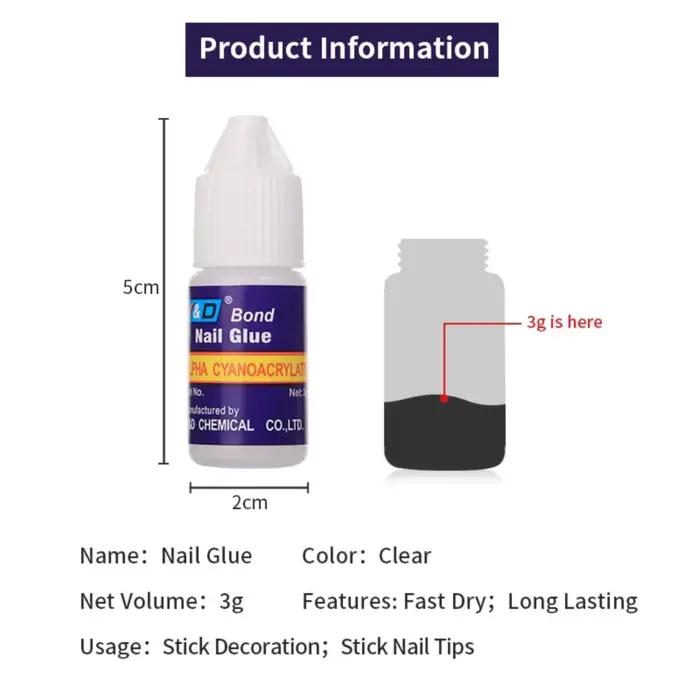 1 ensemble * 3g colle à ongles à séchage rapide pour faux ongles colle adhésive forte professionnel